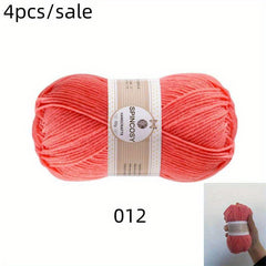 4pcs 4 strand Wool 0.11lb 110m Acrylic Hand Woven DIY Milk Needlework