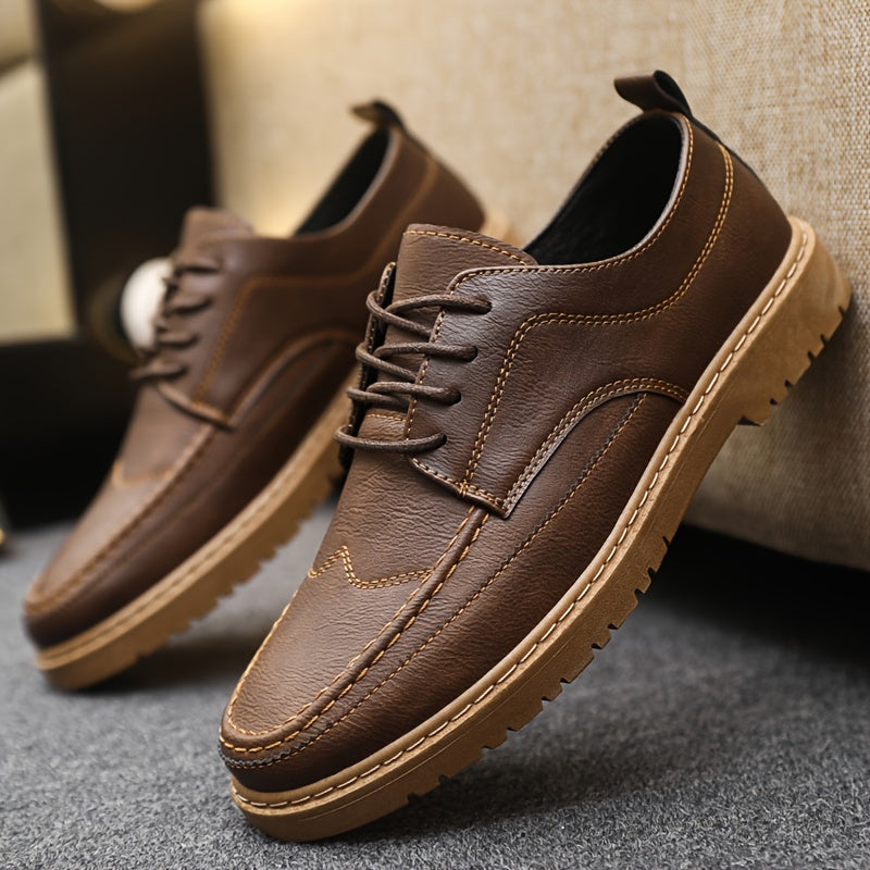 Men's PU Leather Derby Shoes Lace Up Front For Office Business Formal