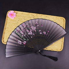 Chinese Style Dance Fan Flower Pattern Folding Fan Portable Floral Fan