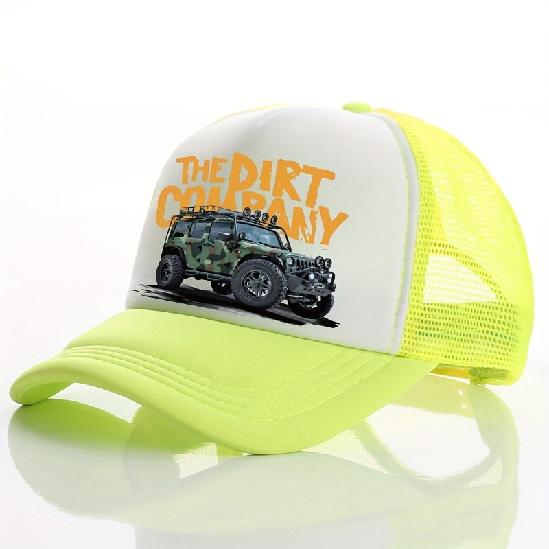 Men's Car Print Peaked Cap for Street Sun Protection