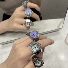 Alloy Finger Watch Square Men And Women Couple Ring Watch