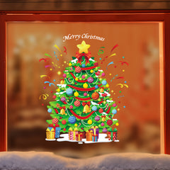 Christmas Window Clings Merry Christmas Tree Gift Pattern Decals