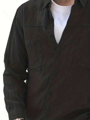 Men's Casual Solid Button Up Long Sleeve Shirt