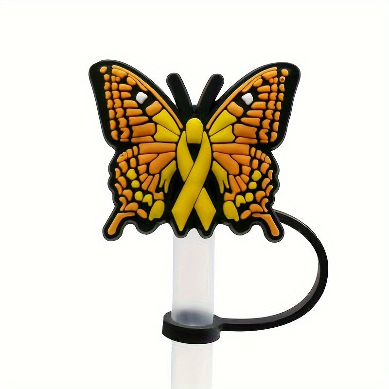 6pcs Ramadan Reusable Butterfly Straw Tip Covers Silicone Straw Stoppers