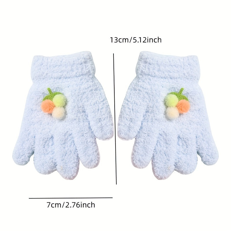 Children's Winter Knitted Gloves Cartoon Full Finger Gloves