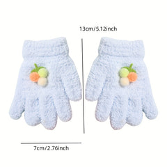 Children's Winter Knitted Gloves Cartoon Full Finger Gloves