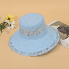Lace Stitching Mesh Bucket Hat Wide Brim Thin Basin Hat