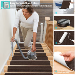 15pcs Non Slip Stair Rugs Soft Washable Stair Carpet Runner for Hall
