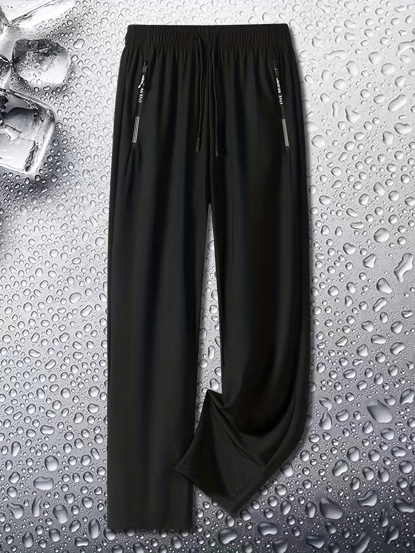 Men's Casual Solid Stretch Drawstring Sweat Pants with Zipper