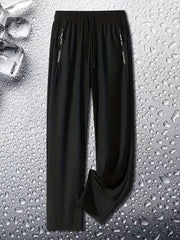 Men's Casual Solid Stretch Drawstring Sweat Pants with Zipper