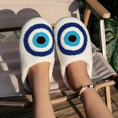 Evil Eye Plush Slippers Cozy & Warm Indoor Shoes