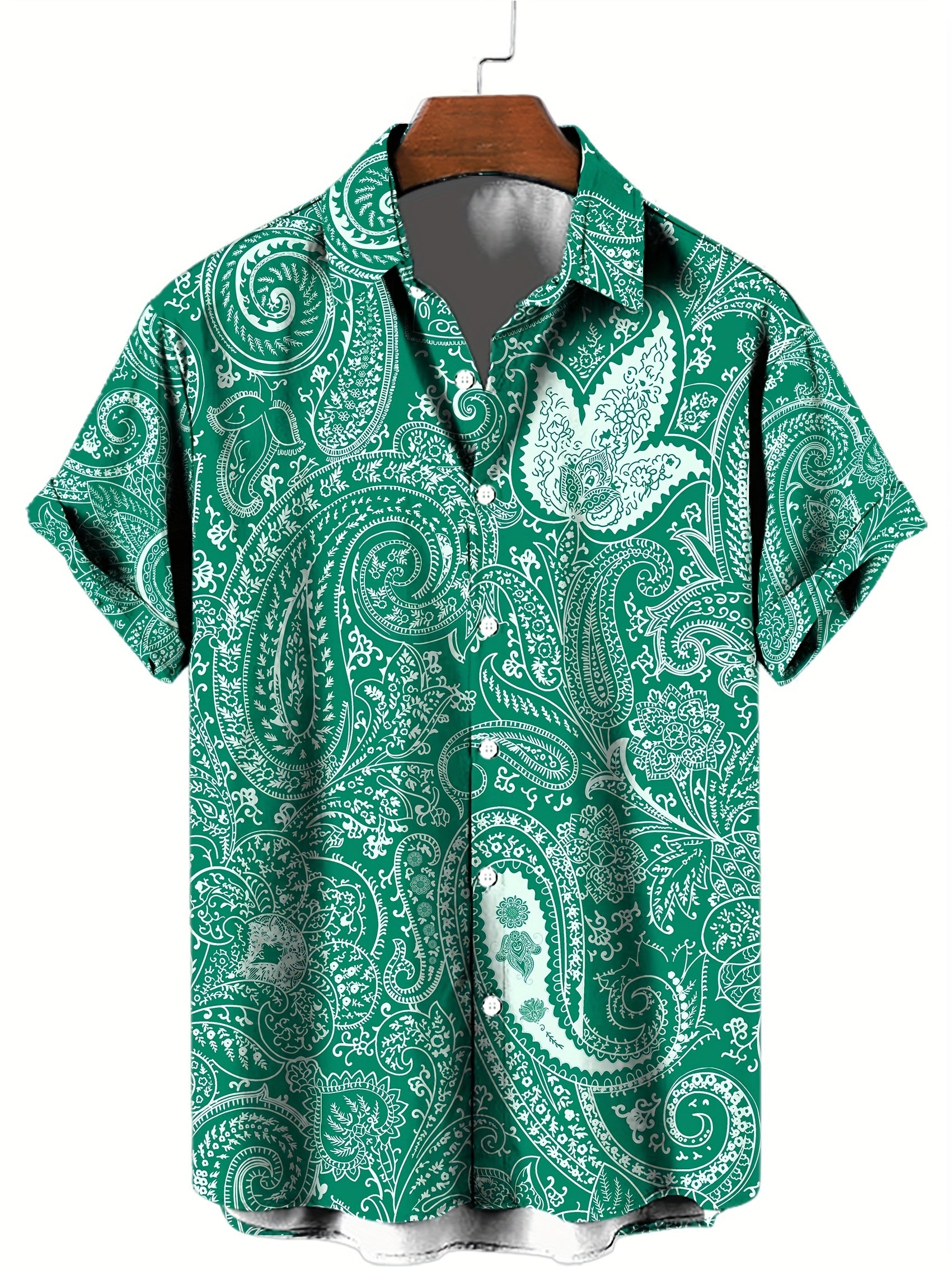 Paisley Pattern Men's Short Sleeve Shirt For Summer
