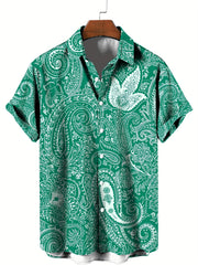 Paisley Pattern Men's Short Sleeve Shirt For Summer