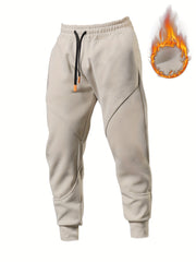 Men's Warm Fleece Sweatpants Drawstring Casual Jogger Pants for Autumn Winter