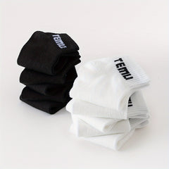 10 Pairs Letter Print Socks Women's Sports Short Socks