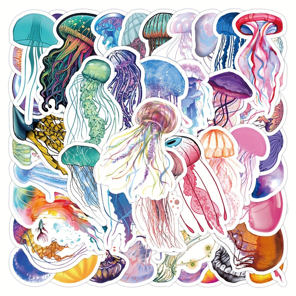 50pcs Jellyfish Graffiti Watercolor Waterproof Vinyl Stickers