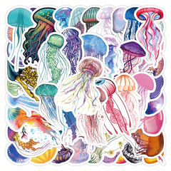 50pcs Jellyfish Graffiti Watercolor Waterproof Vinyl Stickers