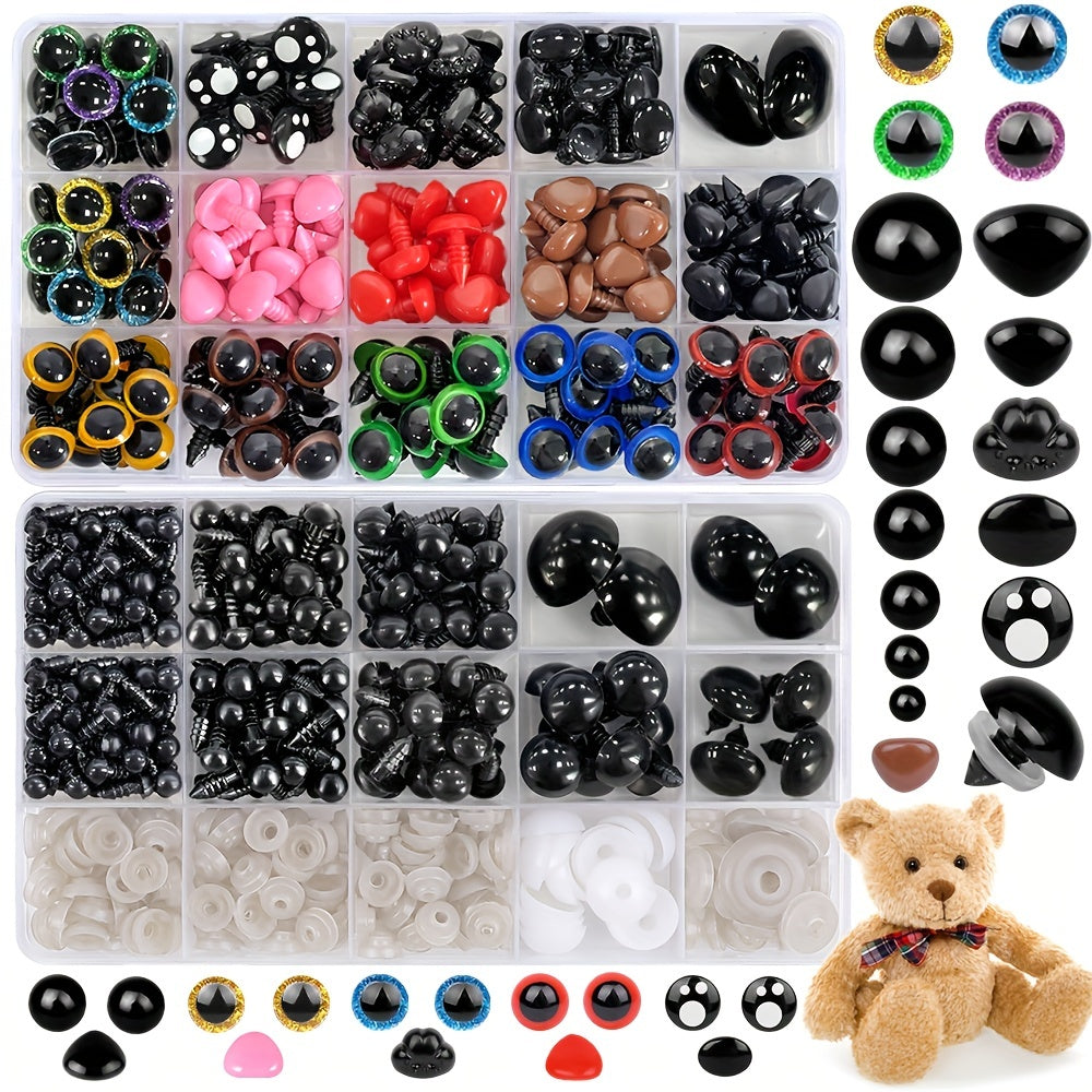 700PCS Colorful Glitter Safety Eyes Noses 6-22mm for Stuffed Animals