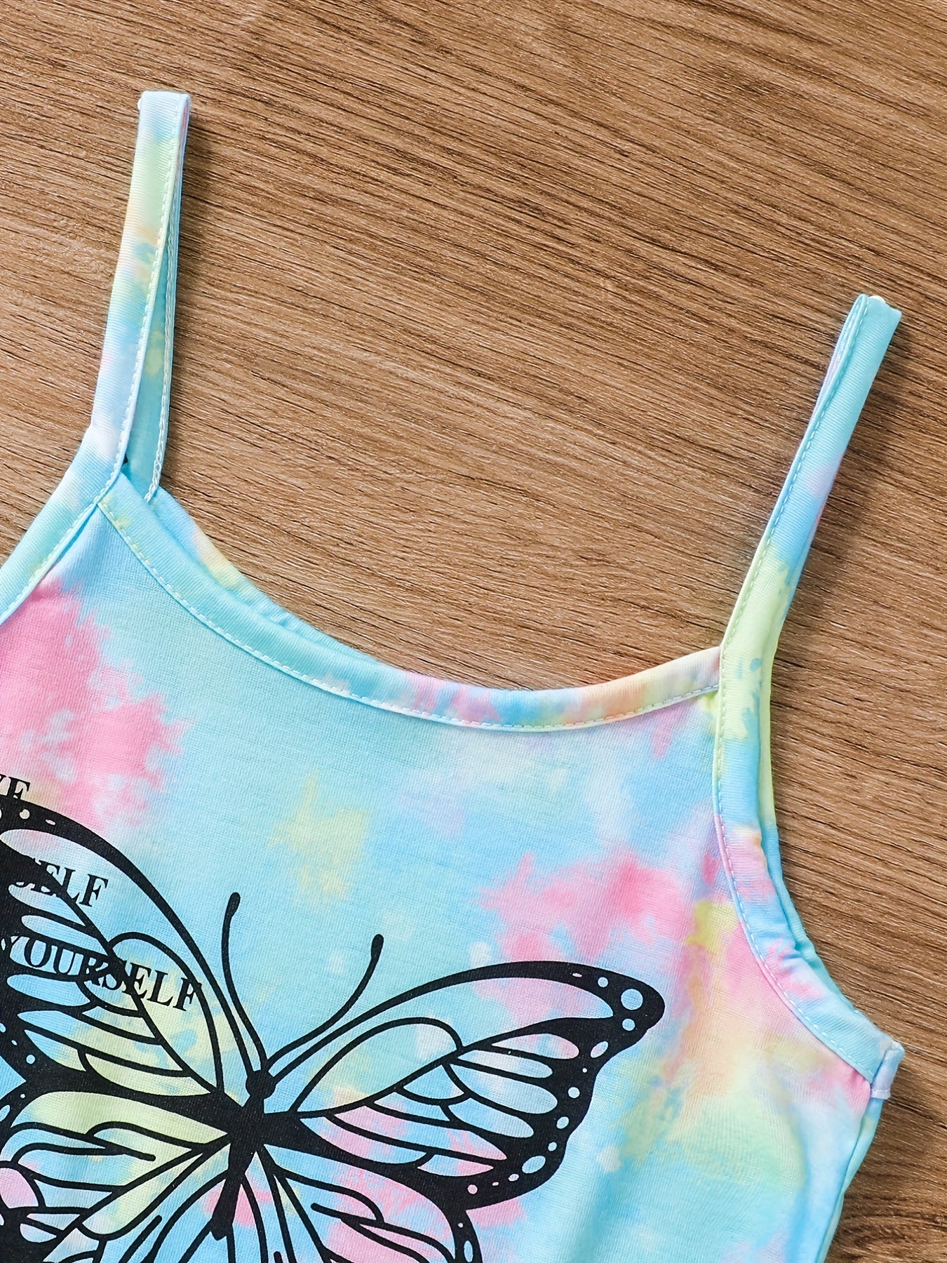 Girls Butterfly Letter Sleeveless Jumpsuit Kids Summer Rompers