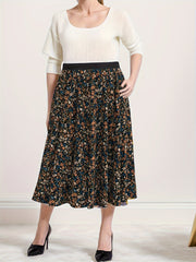 Women's Plus Ditsy Floral Print Maxi Skirt