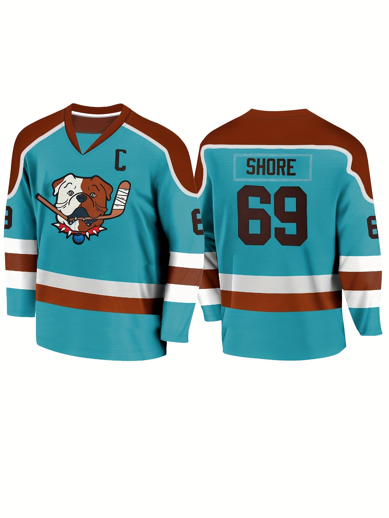Men's Dog Pattern Long Sleeve Ice Hockey Jersey 69 Retro Classic Hockey Sweatshi