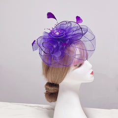 Mesh Flower Feather Headband Tea Party Hair Accessory