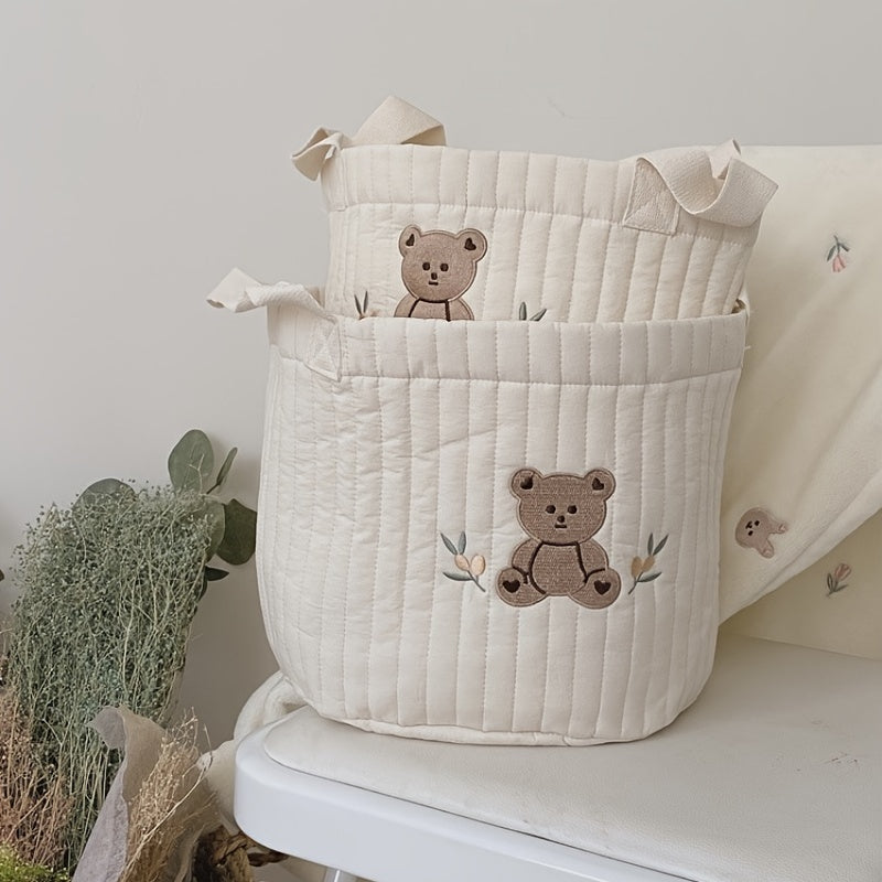Quilted Fabric Storage Bucket for Baby's Room