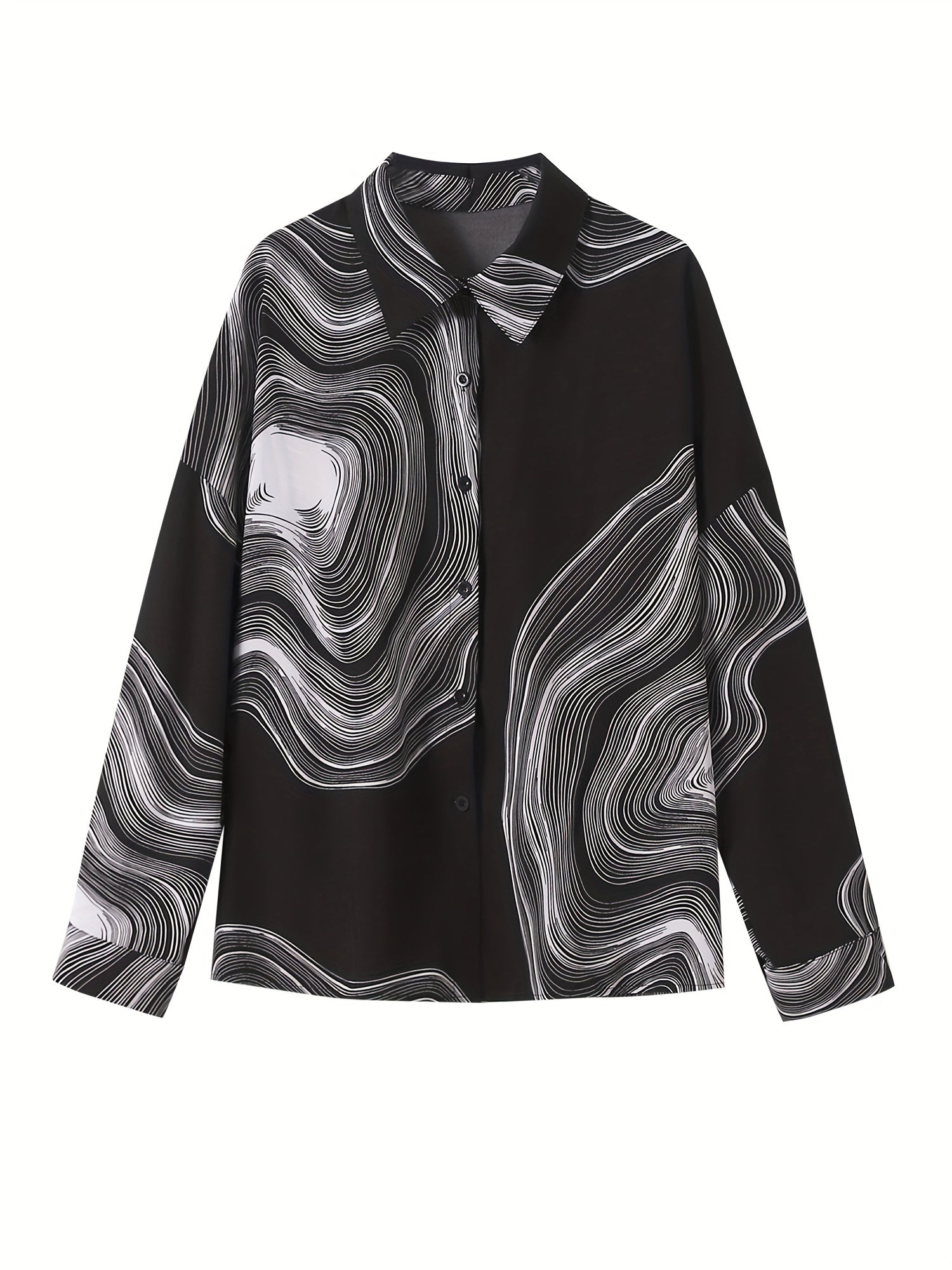 Women's Plus Graphic Print Lantern Sleeve Blouse