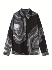 Women's Plus Graphic Print Lantern Sleeve Blouse