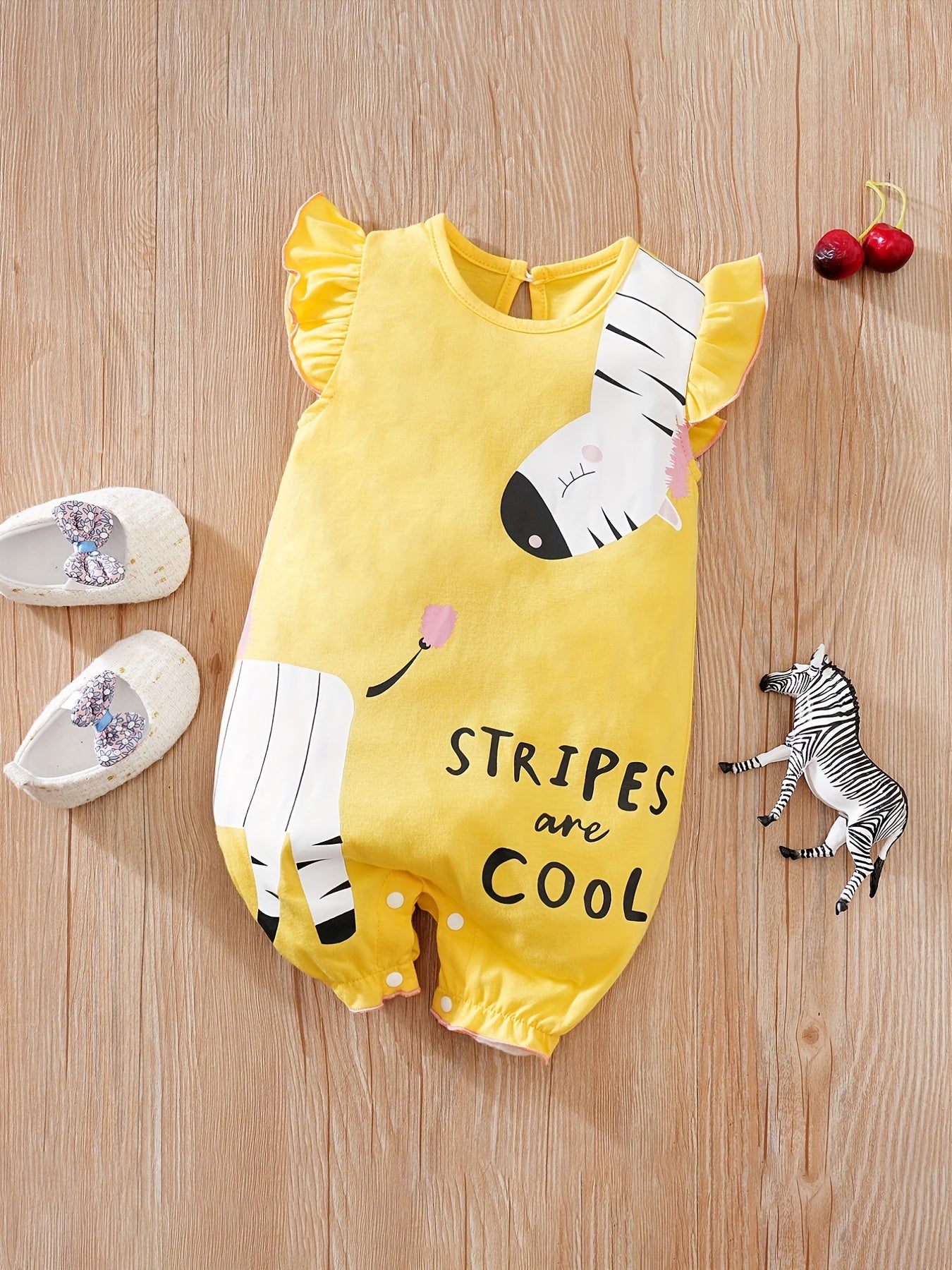 Cartoon Animal Printed Cotton Romper for Baby Girls