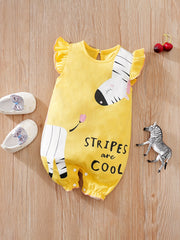 Cartoon Animal Printed Cotton Romper for Baby Girls