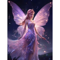 5D Purple Fairy Diamond Painting Kit - 30x40 cm