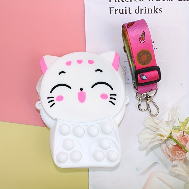 Cartoon Cat Bubble Coin Purse Crossbody Bag for Kids