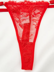 Floral Lace Lingerie Set Push Up Bra & Thongs