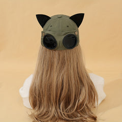 Vintage Flip Sunglasses Baseball Cap Aviator Cartoon Ear Sports Hat