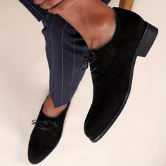 Men's Suede Derby Shoes Low Heel Lace-up Front Office Business Formal