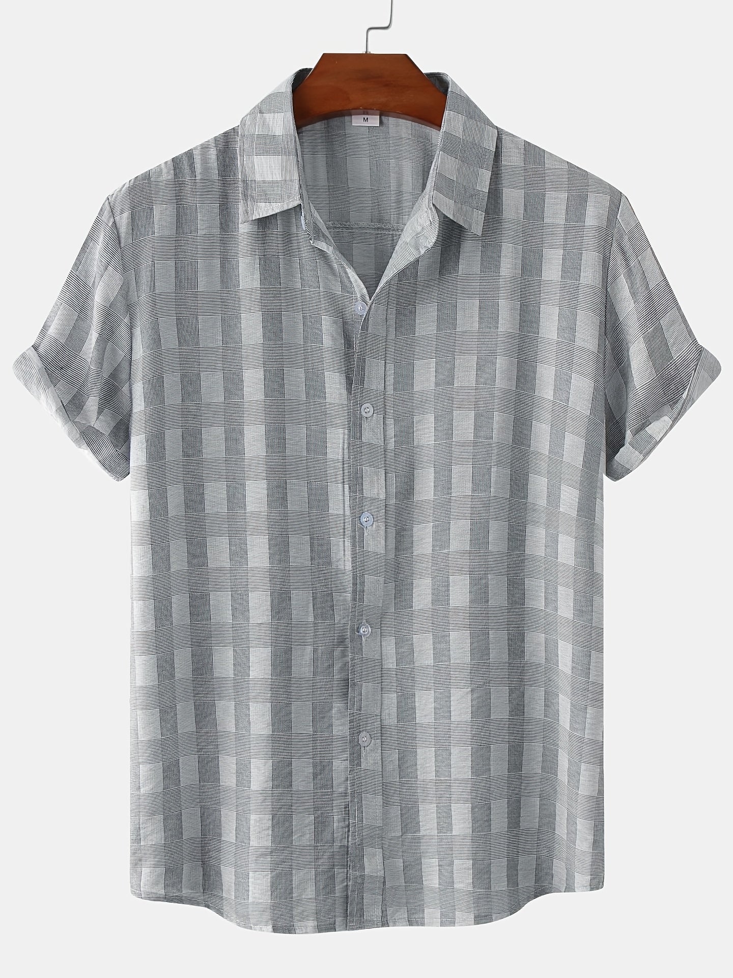 Men's Casual Plaid Short Sleeve T-Shirt for Summer