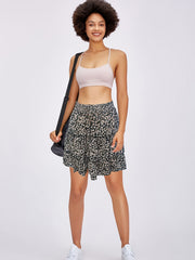 Floral Ruffle Layered Trim Skirt Boho Drawstring Women's Clothing
