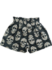 Leopard Skull Print Smocked Waist Shorts Casual Shorts