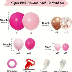 164pcs Pink Latex Balloons Rose Golden Balloon Arch Set