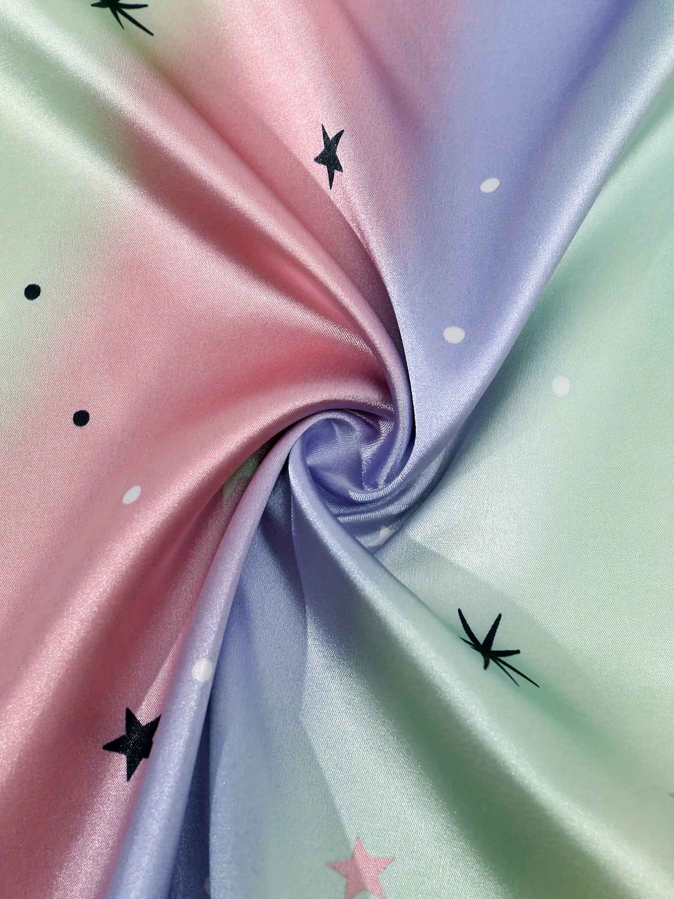 Ombre & Star Print Pajama Set - Tee & Pants Two Piece Set