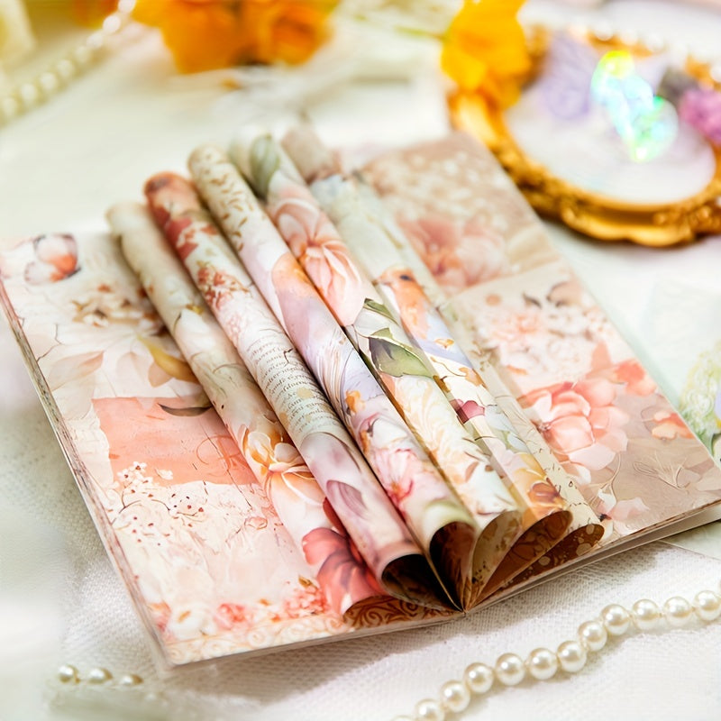 36 Sheets Vintage Flower Scrapbook Paper Stationery Supplies For DIY Craft
