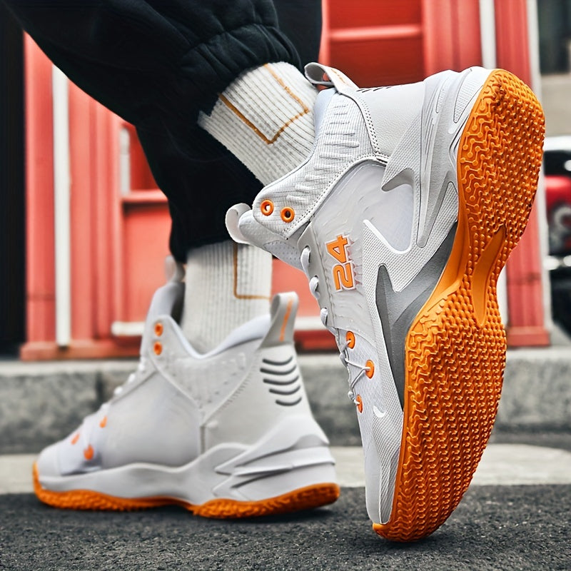 Men's High Top Basketball Shoes Breathable Lace Up Sneakers Non Slip