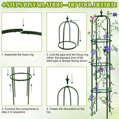 Tower Obelisk Garden Trellis Plant Support Vines Flowers Rustproof Green