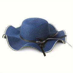 Wide Brim Sun Hat with Floppy Ruffles French Style Straw Hat for Women