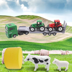 DIY Farm Toy Set 19pcs Plastic Animal Statue And Farmer Car Toy Set