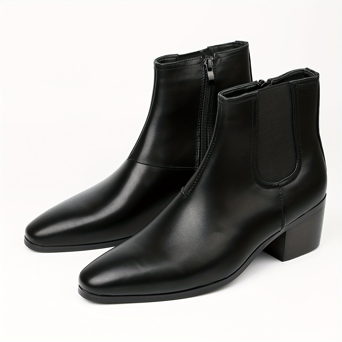 Men's High Heeled Zipper Boots