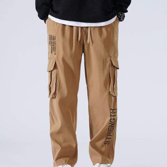 Men's Casual Drawstring Cargo Pants for Spring/Fall
