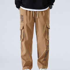 Men's Casual Drawstring Cargo Pants for Spring/Fall