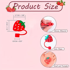 6pcs Silicone Straw Tips Covers- Flower & Fruit Shapes for Drinking